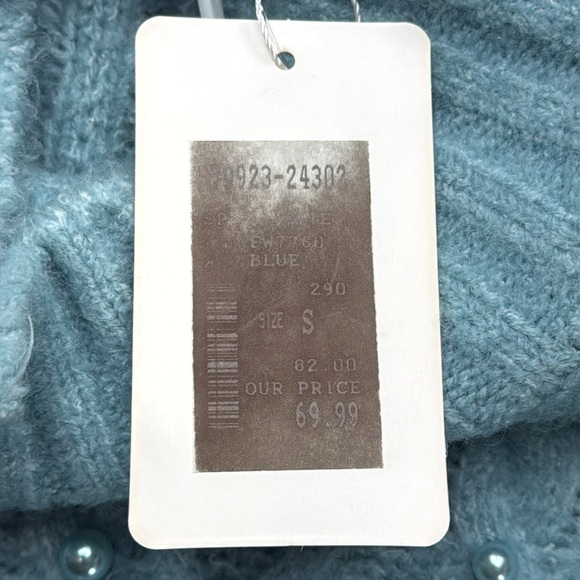 NWT Fate: Just A Thought Pearl Sky Blue Embellished Cable Knit Chunky Sweater - Picture 8 of 12